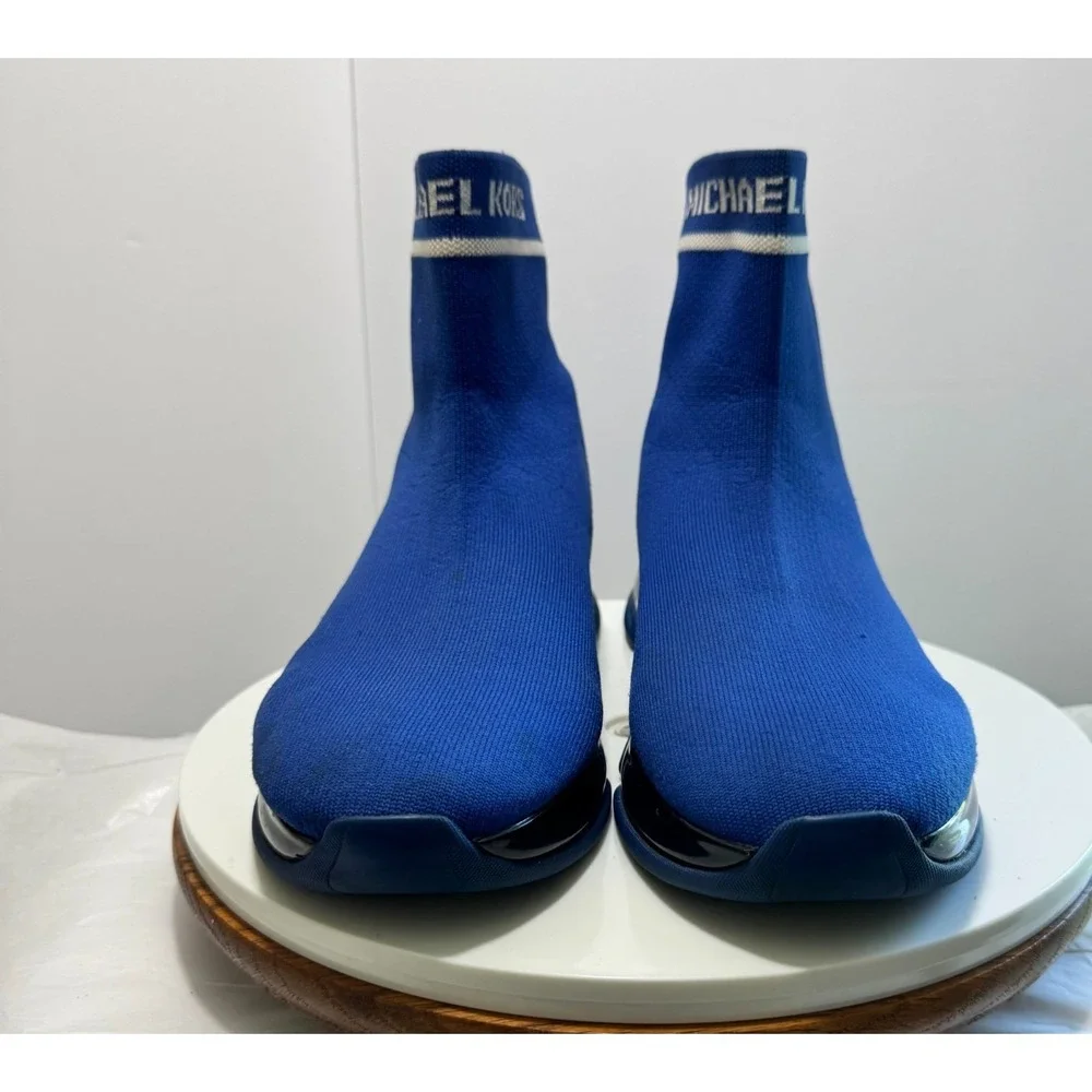 Michael Kors Kendra Reflective High Stretch Knit Sock Sneaker 10.5 Sapphire Blue